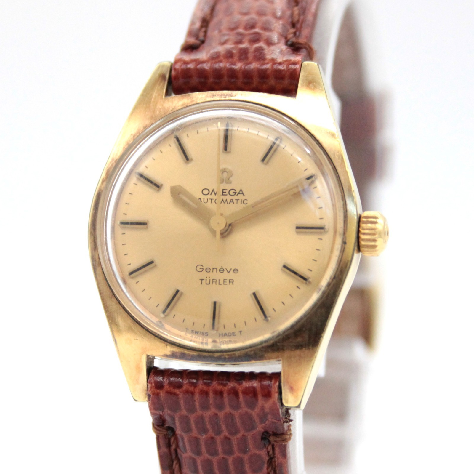 OMEGA Geneve TURLER Double Name 565.012 Gold 24mm Automatic Women’s JAPAN A503