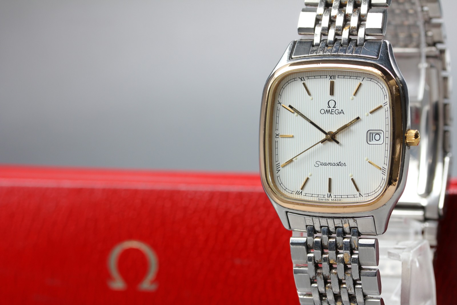 [Near MINT / Box] Omega Seamaster Cal.1430 Square Date Quartz Men’s From JAPAN