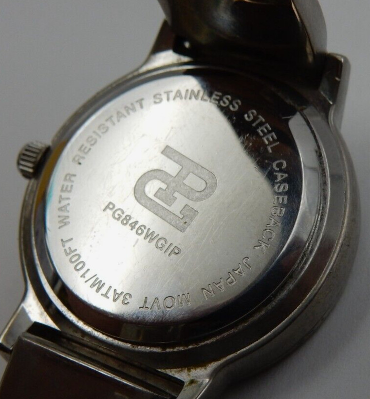 PAOLO GUCCI LADIES STAINLESS SILVER LINK BAND WATCH WITH ORIGINAL BOX, PG846WGIP