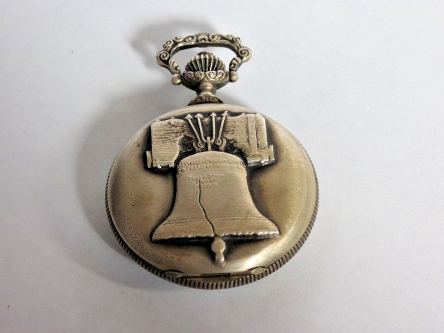 1776-1976 US Bicentennial 0.925 Silver Case Swiss Made 17 Jewel Pocket Watch