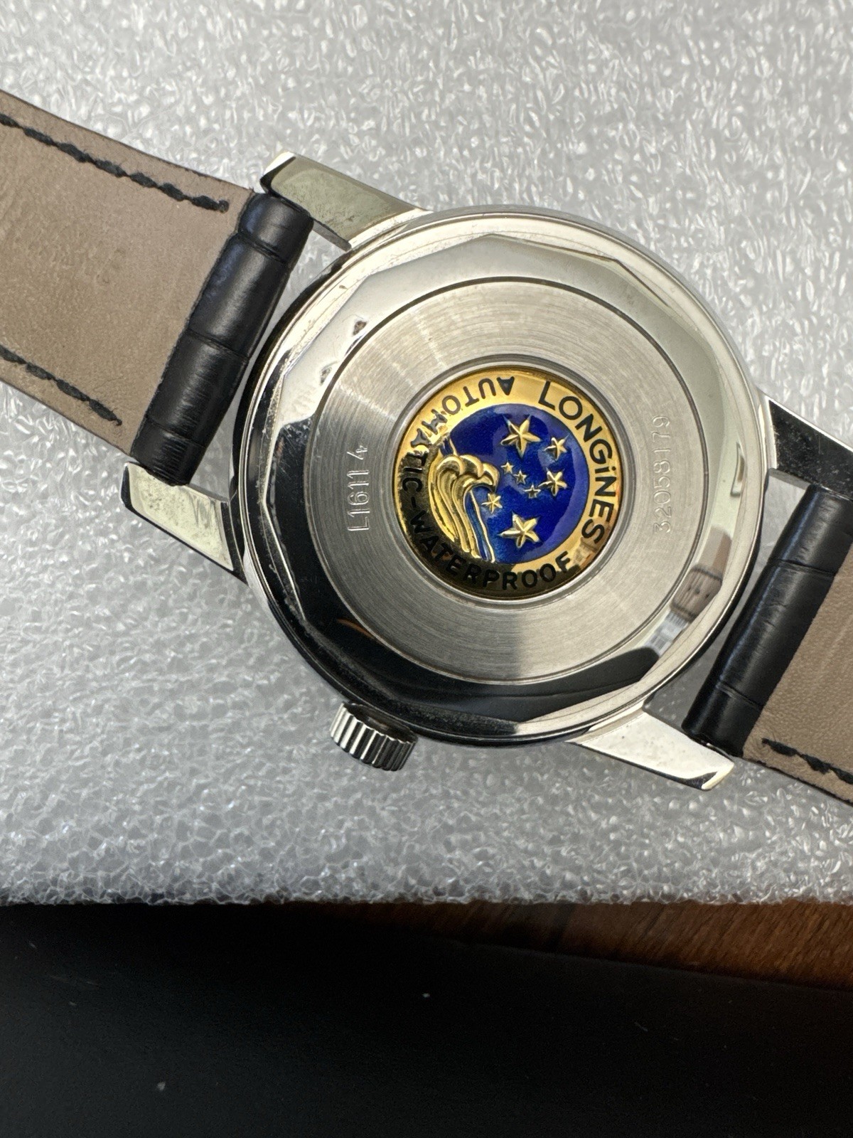 Longines Conquest Automatic Black Dial Date Alligator Leather Strap Watch