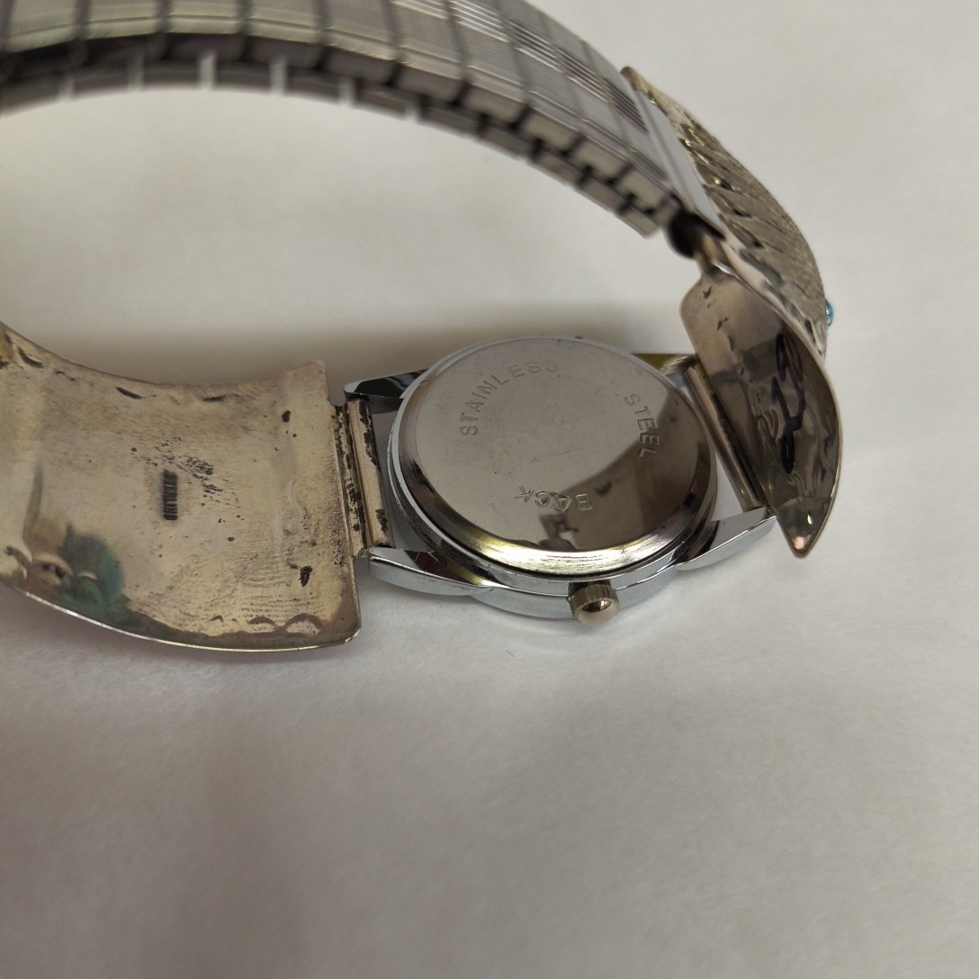 Men’s Stretch Watch Sterling, Turquoise Eagle Native American *Needs Battery