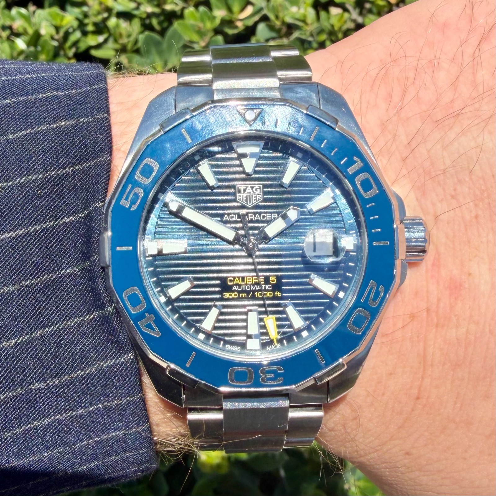 TAG HEUER AQUARACER CALILBRE 5 AUTOMATIC 43MM BLUE CERAMIC BEZEL REF: WAY201B