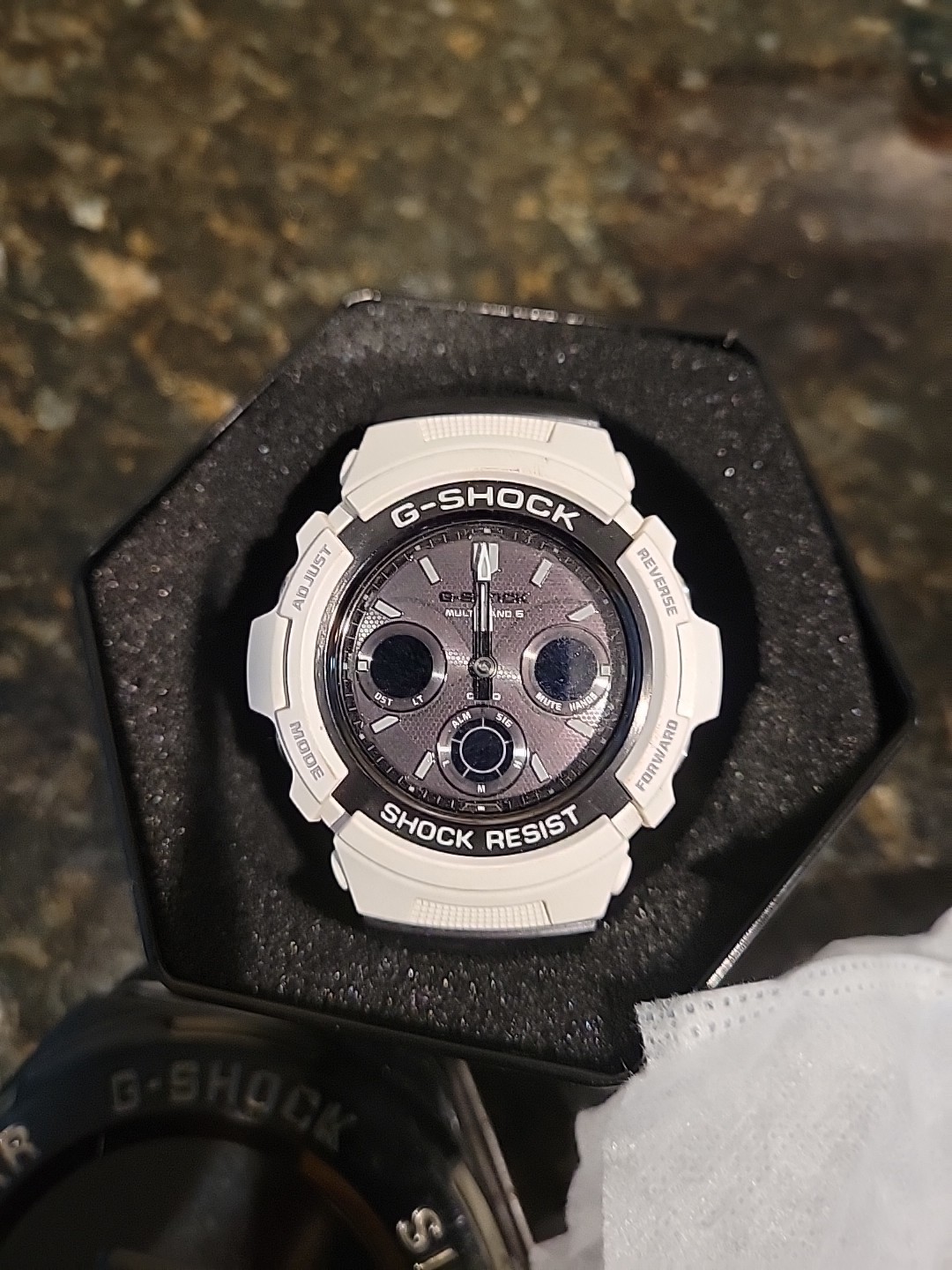 Casio G Shock Watch White Black Awg-m100gw-7a