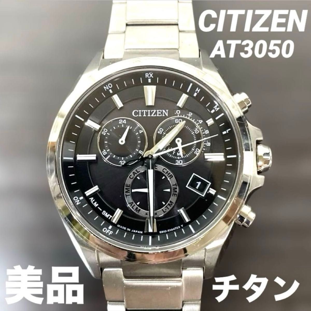 Citizen Attesa AT3050-51E Eco-Drive Radio Chrono Black Dial Titanium Watch Japan