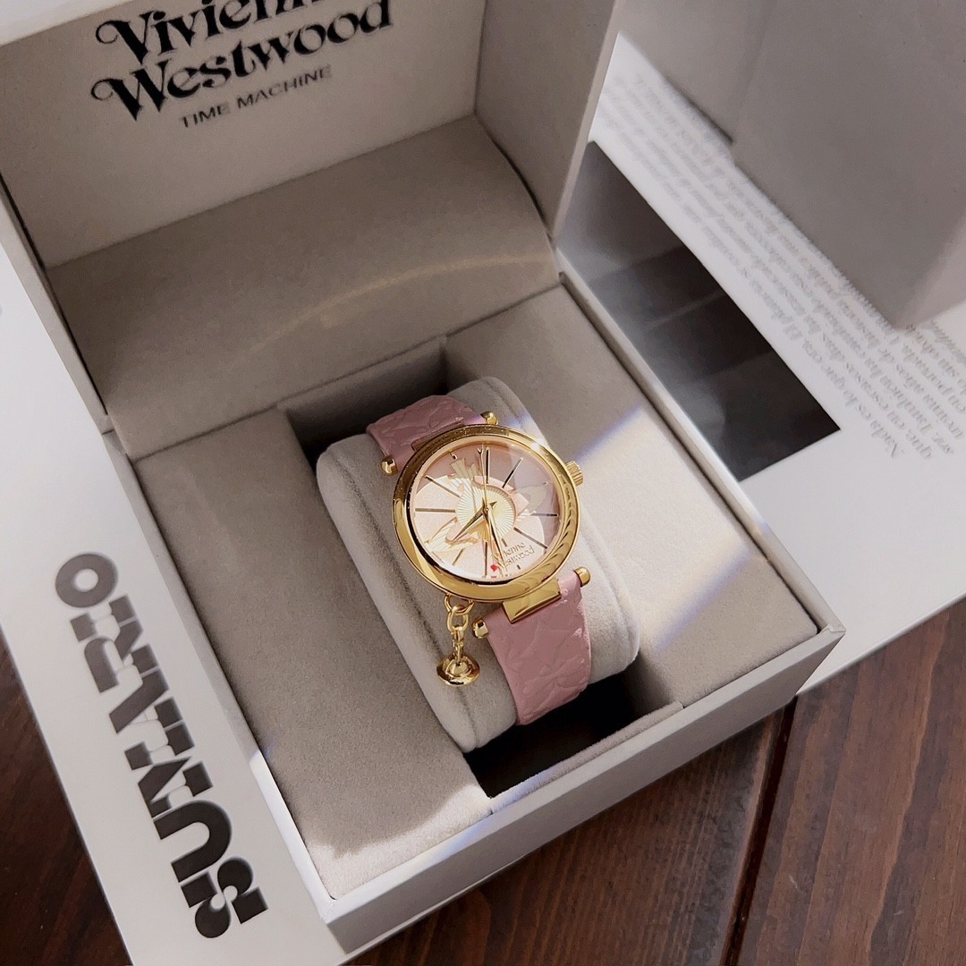 Vivienne Vintage Embossed Pink Dial Pink Strap Exquisite Quartz Women’s Watch