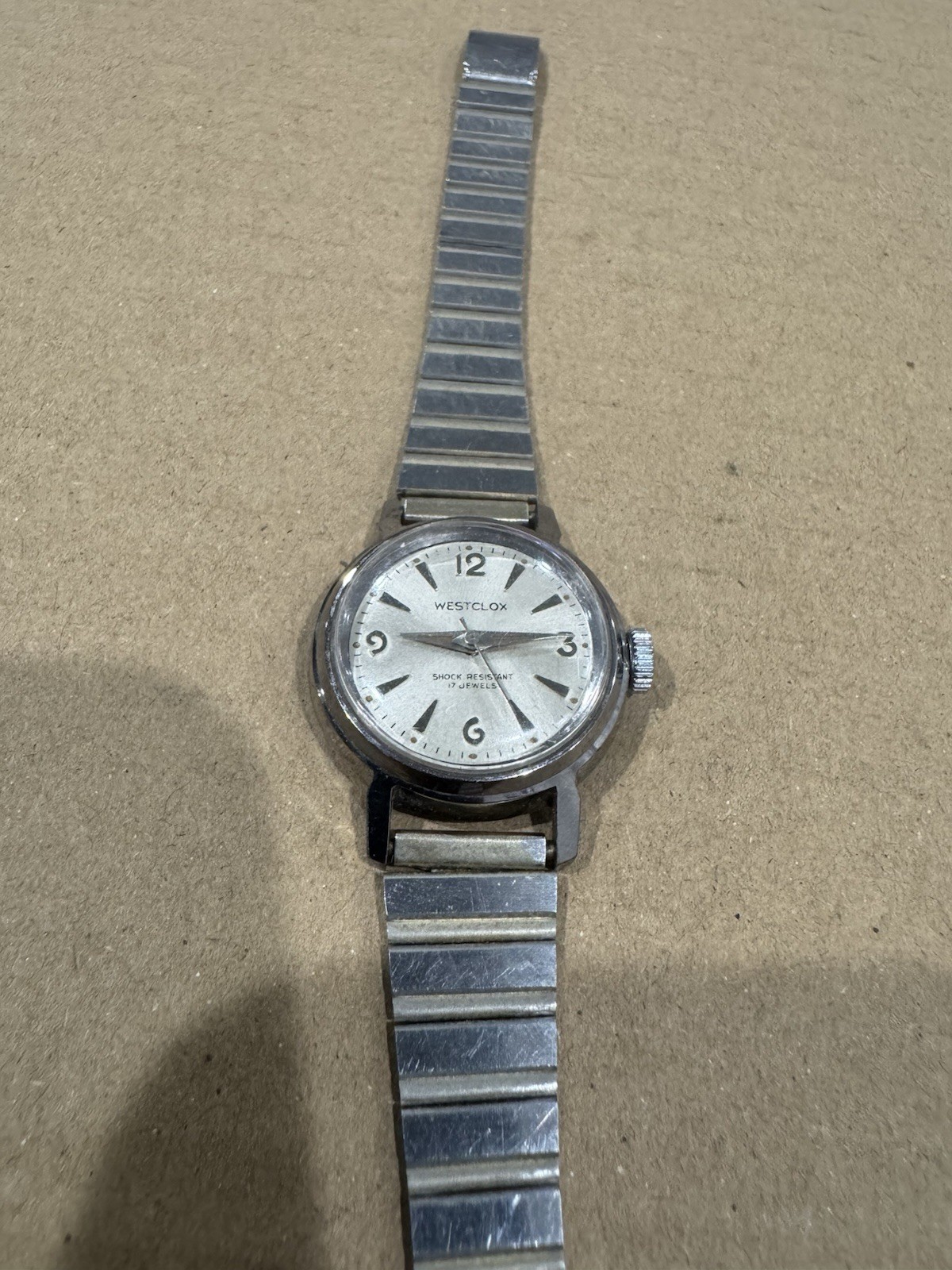 Westclox Shock Resistant Manual Wind 17J Analog Silver Dial Metal Bracelet 22mm