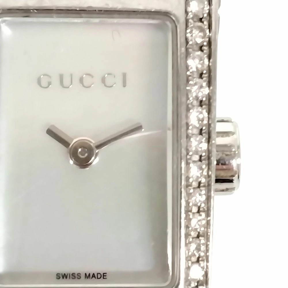 Gucci 8600L G Metro Shell Dial Diamond Bezel Ladies Quartz Watch Silver #S426118