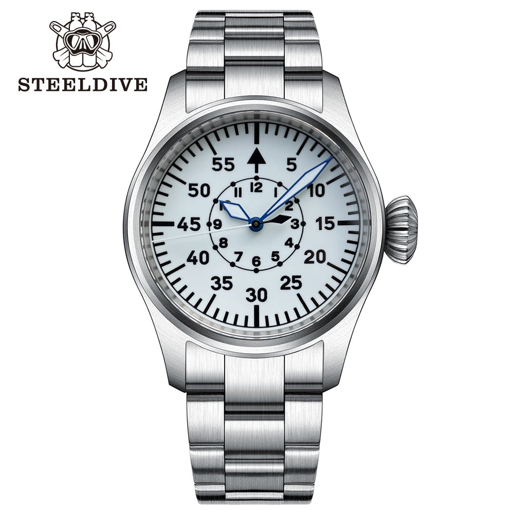 STEELDIVE SD1928B Mens Pilot 39mm Automatic Dive Watch NH35 Sapphire Steel
