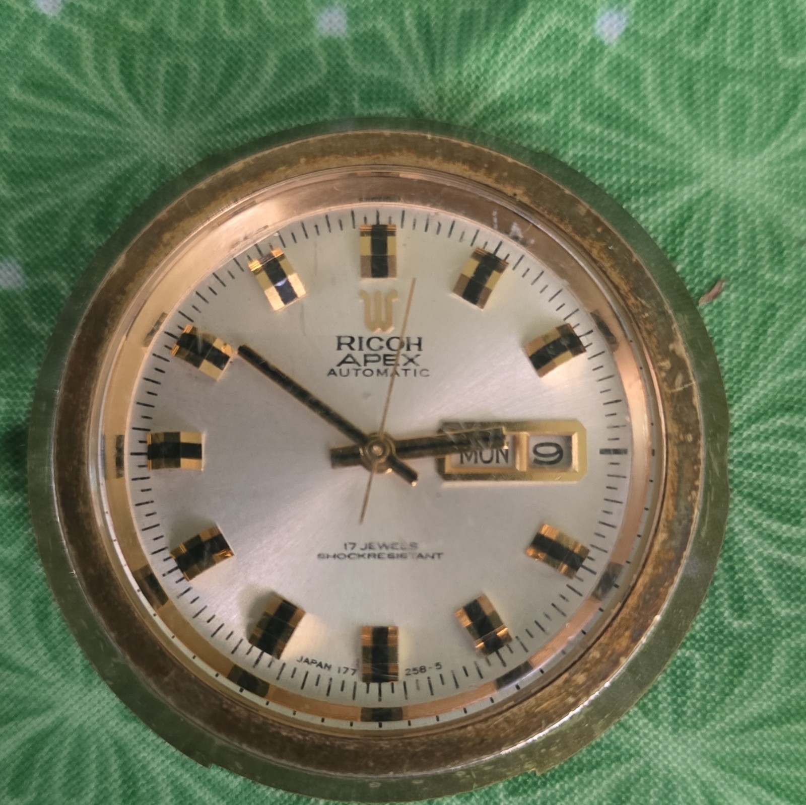 Ricoh Apex Automatic Mechanical 17J Day/Date Shock Resistant Gold Tone 36mm
