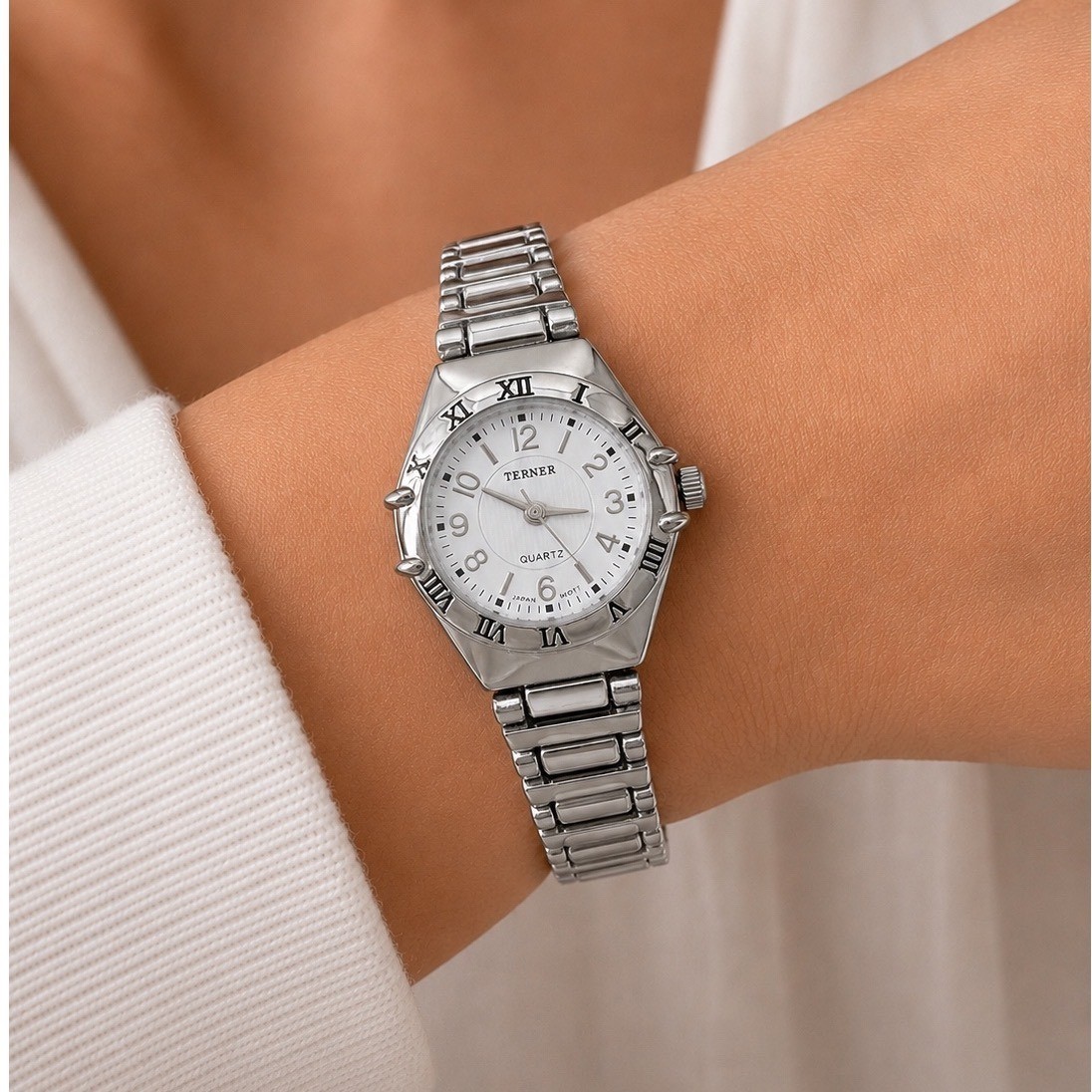 Vintage Bijoux Terner Silver Tone Link Bracelet WatchExtra Links New Battery