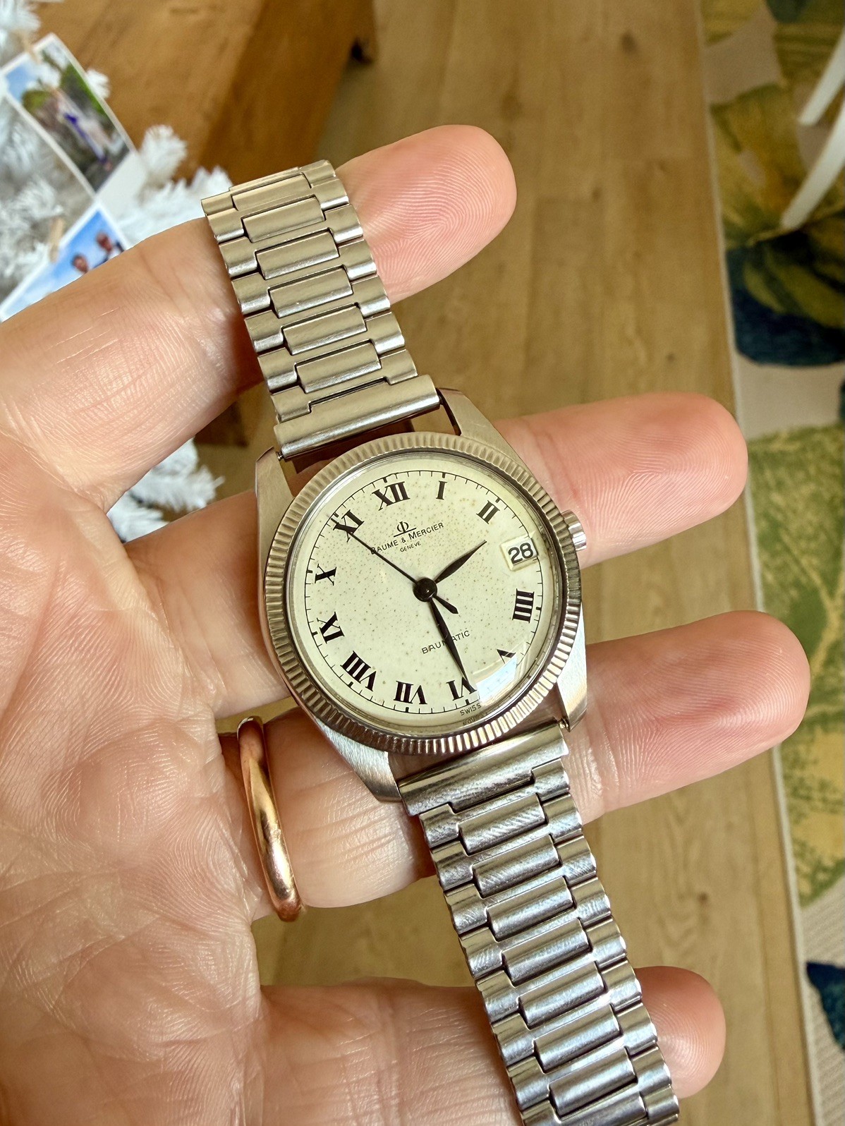Baume Mercier Baumatic 1185 Vintage Micro Rotor Buren 34mm Unpolished