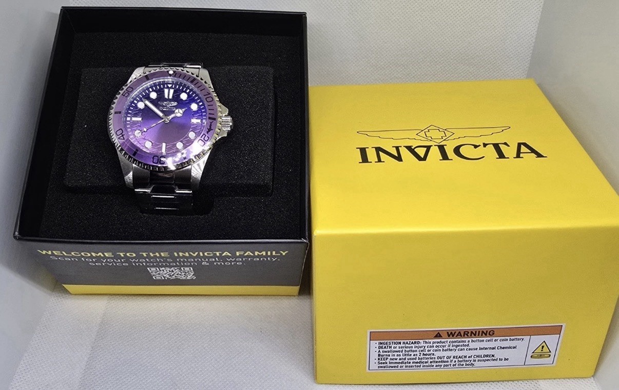 Invicta Pro Diver Mens Quartz Watch 43mm Purple Dial Bezel Steel! Brand New!!😈