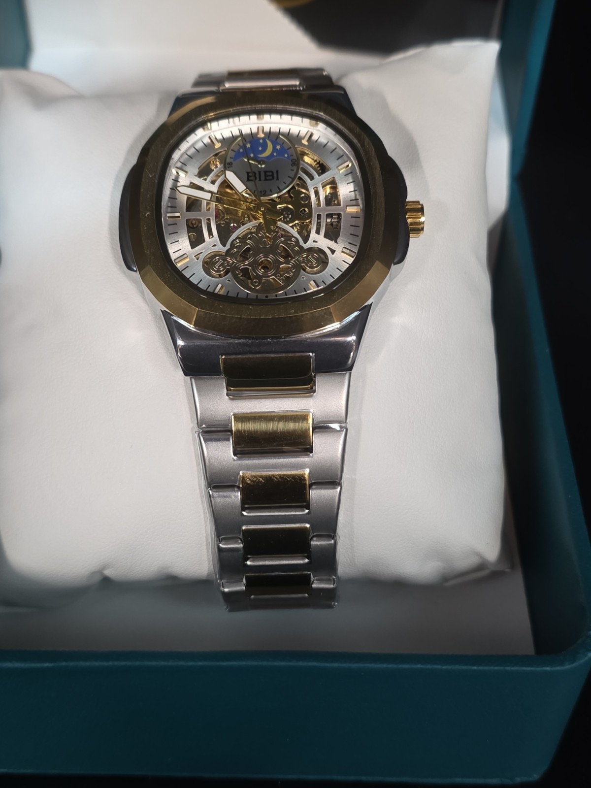 BIBI Luxury Watch Automatic Skeleton Gold And Silver Tone 9010