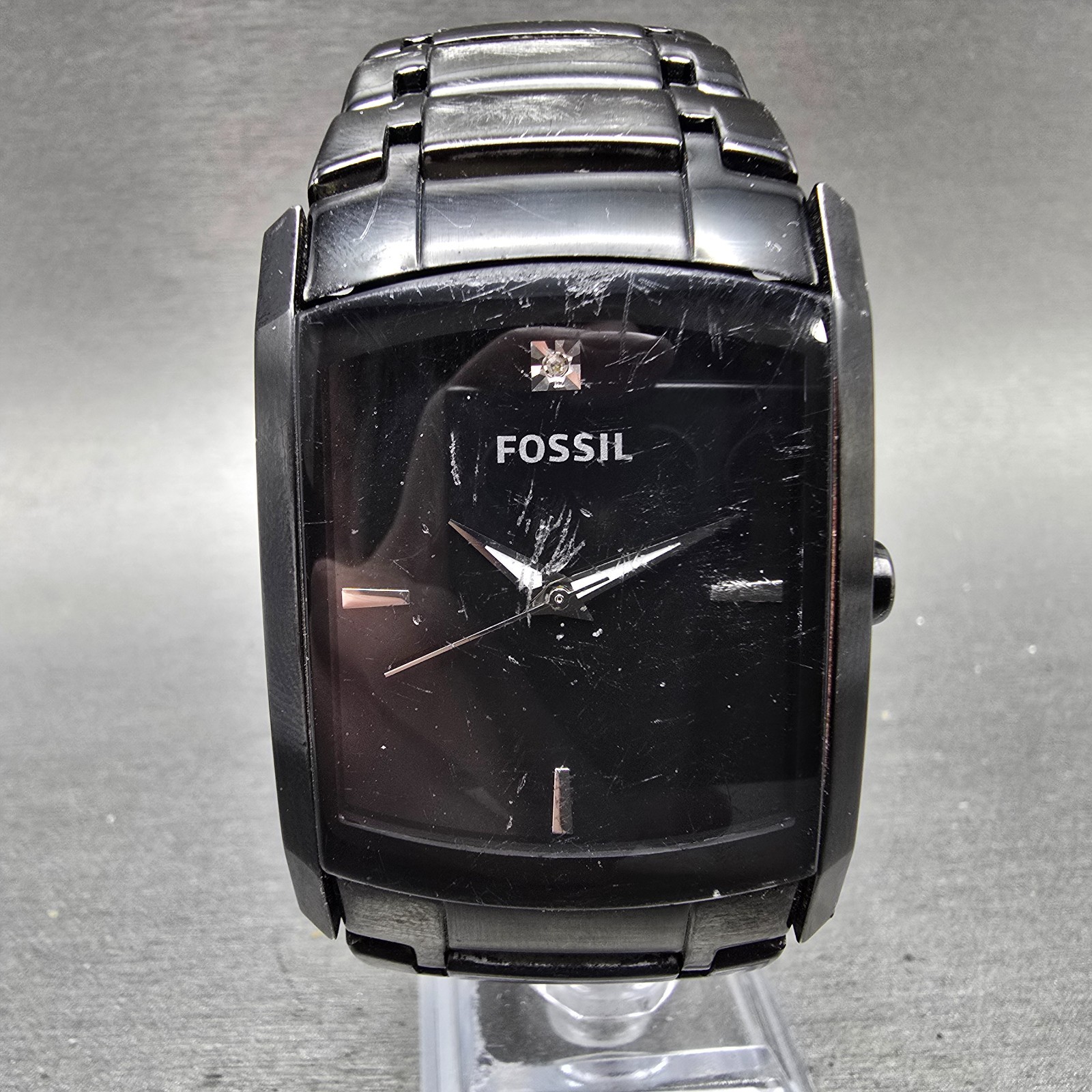 Fossil Arkitekt Tank Watch Men 34mm Black Dial Black Tone FS-4159 New Battery VH