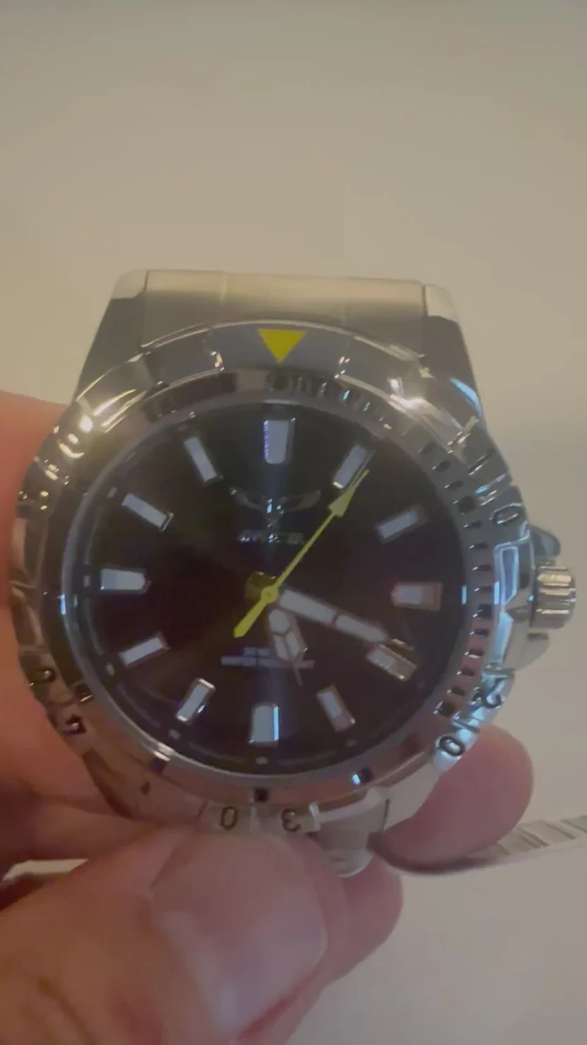 Invicta Specialty Mens 42mm Silver Black Dial Quartz Steel Bracelet Watch 69040
