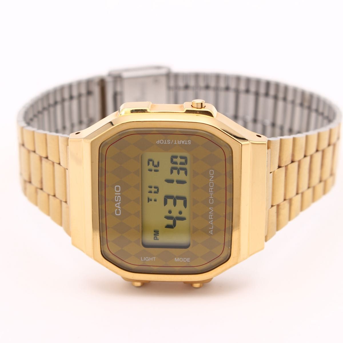 CASIO A168 Men’s Digital Watch Gold Argyle Pattern Retro Overseas Model Quartz C