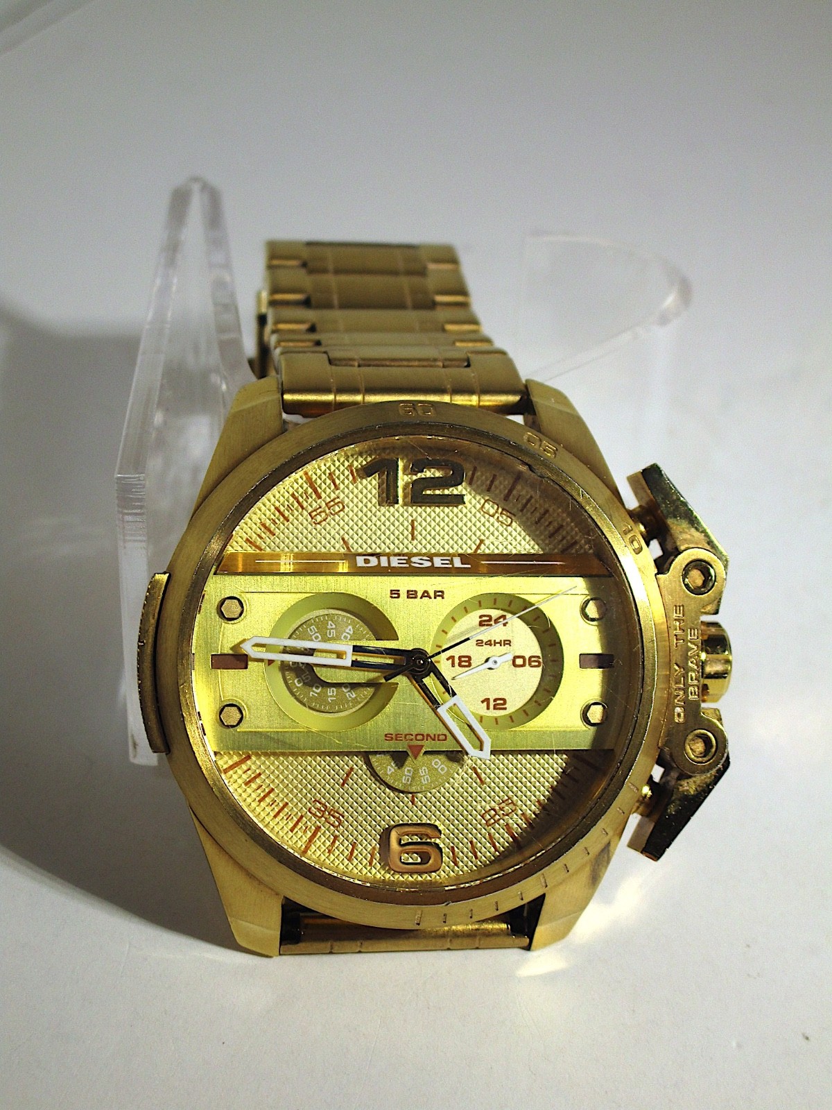 Diesel Ironside Chronograph Gold Dial Mens Watch DZ-4377 Stainless Steel 5 Bar