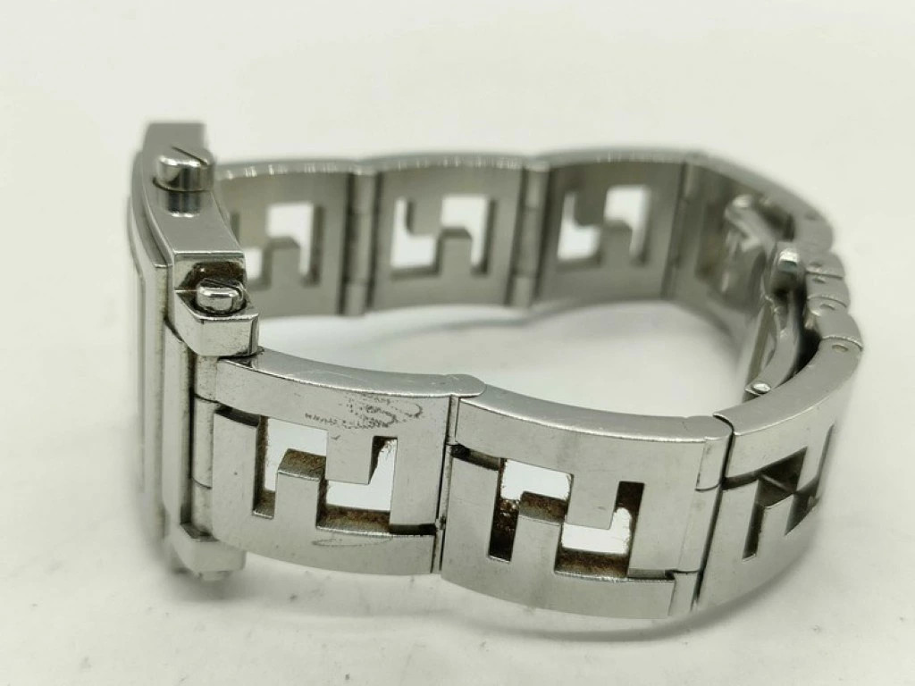 FENDI Watch Quadro 6000L Black Silver Stainless Ladies Analog Square Authenticit