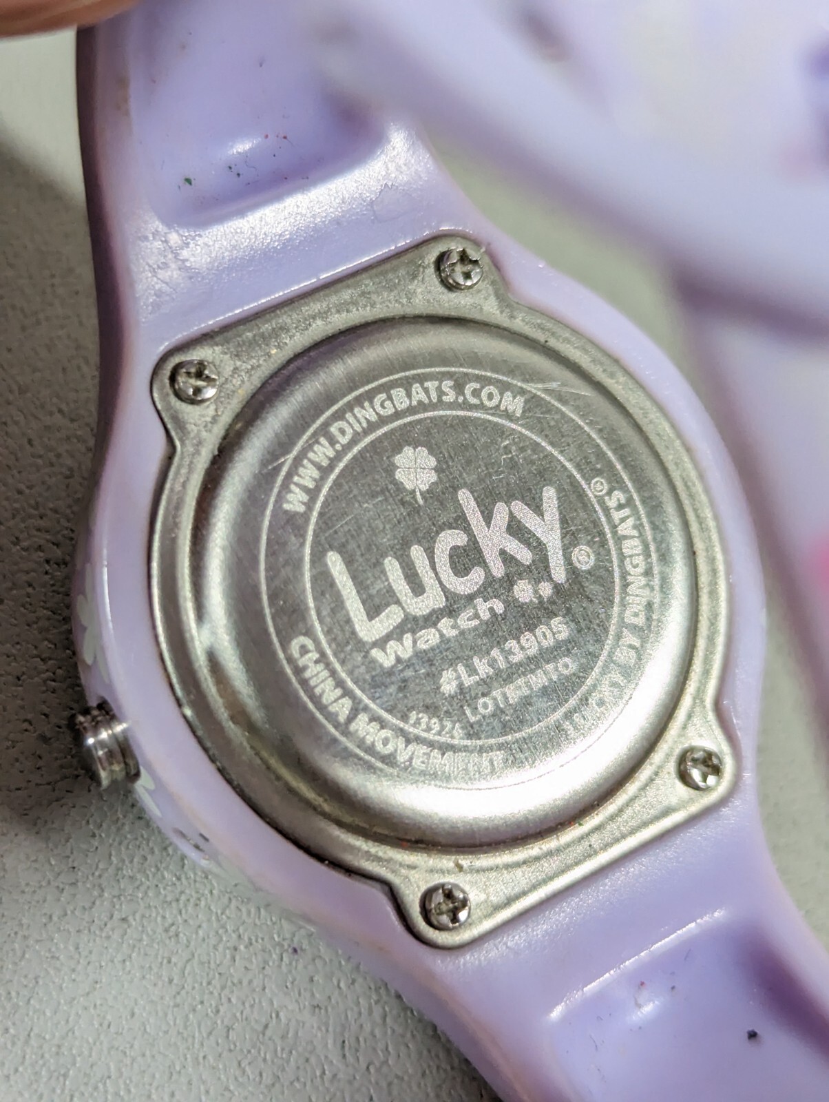 Lucky Dingbats Digital Day Date Pink Purple Butterfly Silicone Band Watch