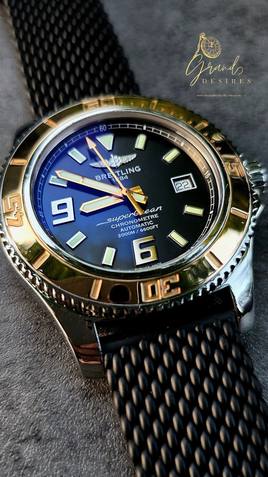 Breitling Superocean with Solid 18K Gold Bezel