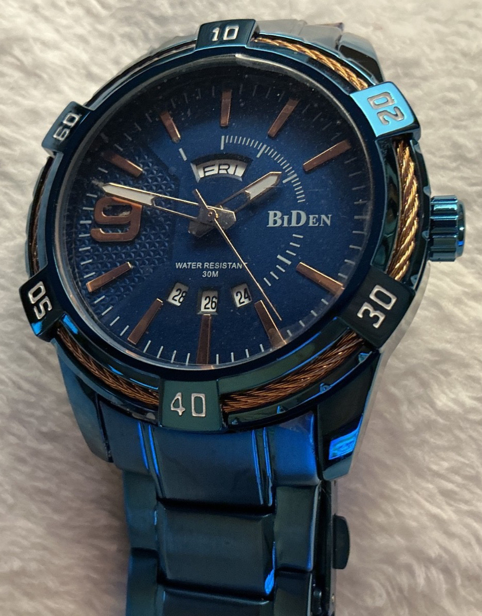 BiDen Stainless Steel Men’s Wrist Watch Model 0137 Blue quartz water resistant