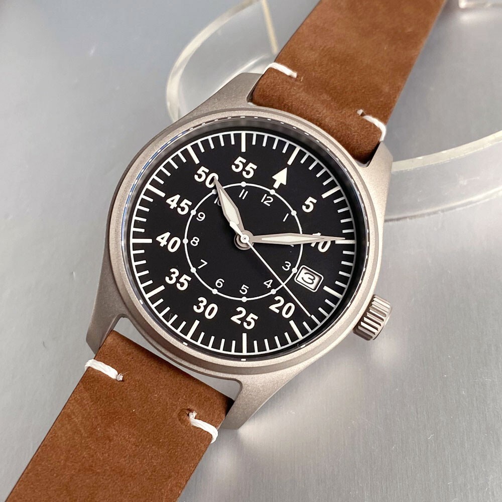 NH35 Titanium 39mm Pilot Sapphire 200M Dive Men Automatic Watch Gray Hand Lume