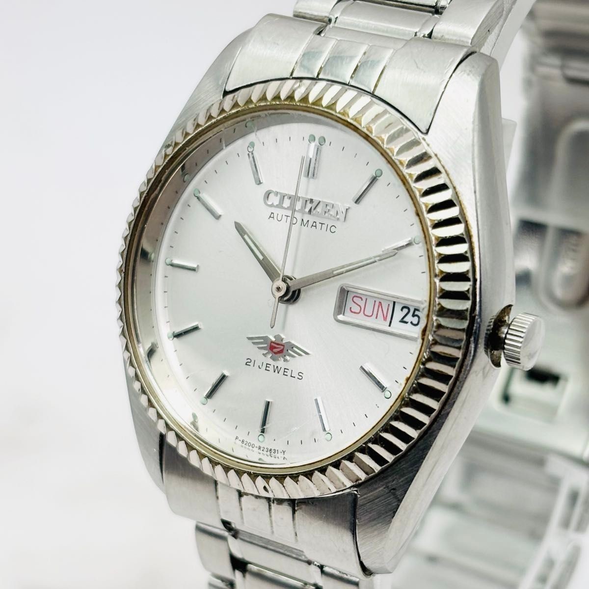 Working CITIZEN Automatic Eagle 7 21 Jewels 4 R05032 Fluted Bezel Day Date Men’s