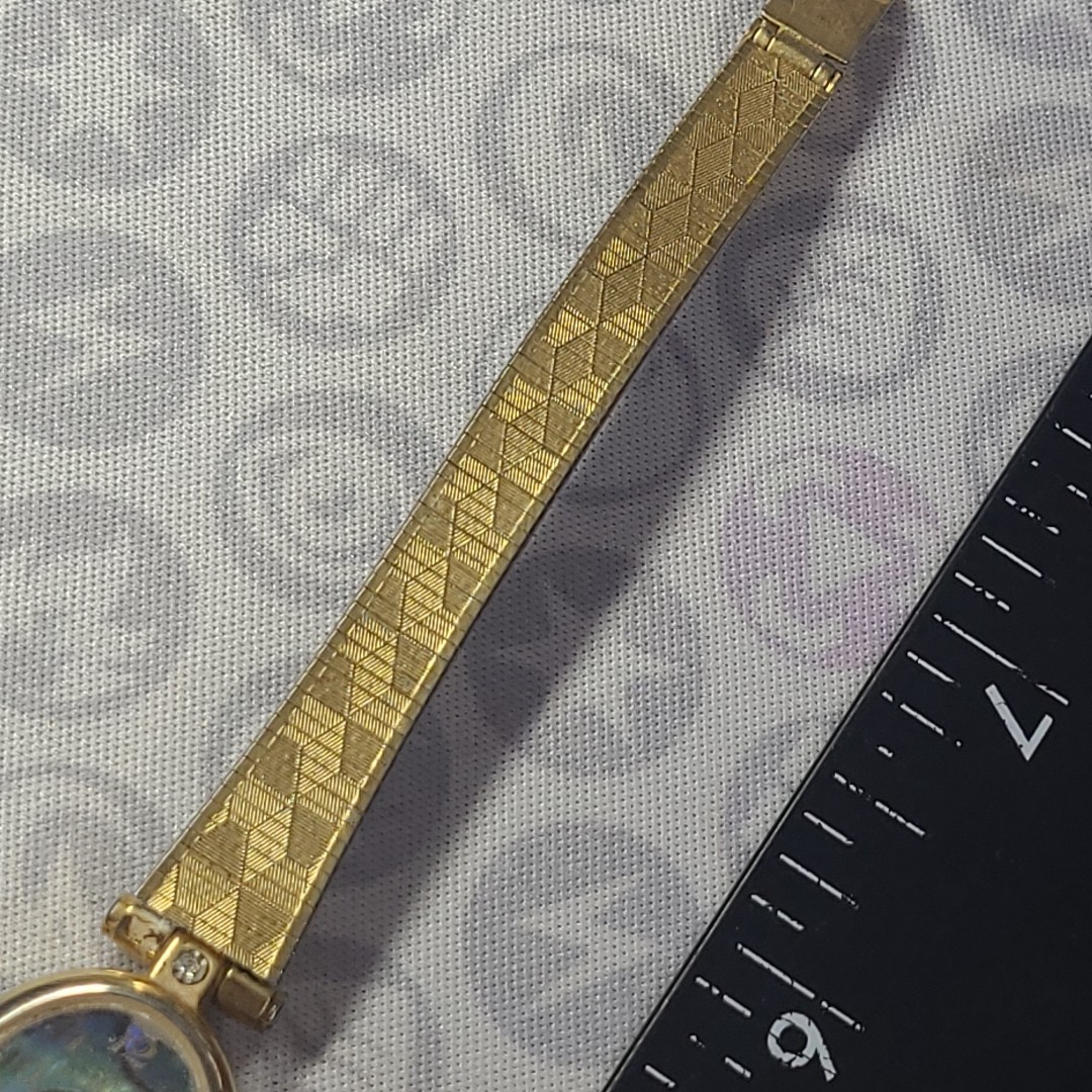 LA Express Ladies Abalone Shell Gold Tone Band Dress Watch (BAND DOES NOT CLASP)