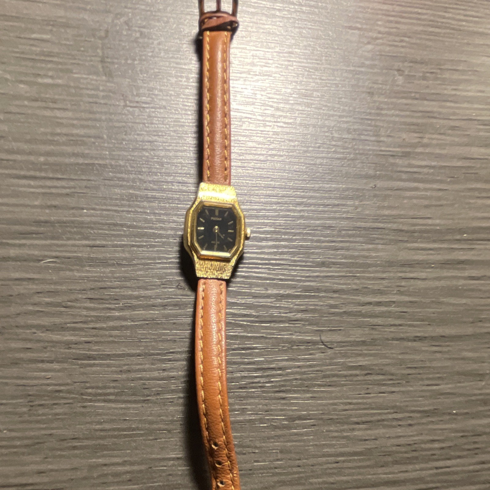 Timex Women Quartz Analog Dress Wristwatch Octagon Gold Tone Black Dial