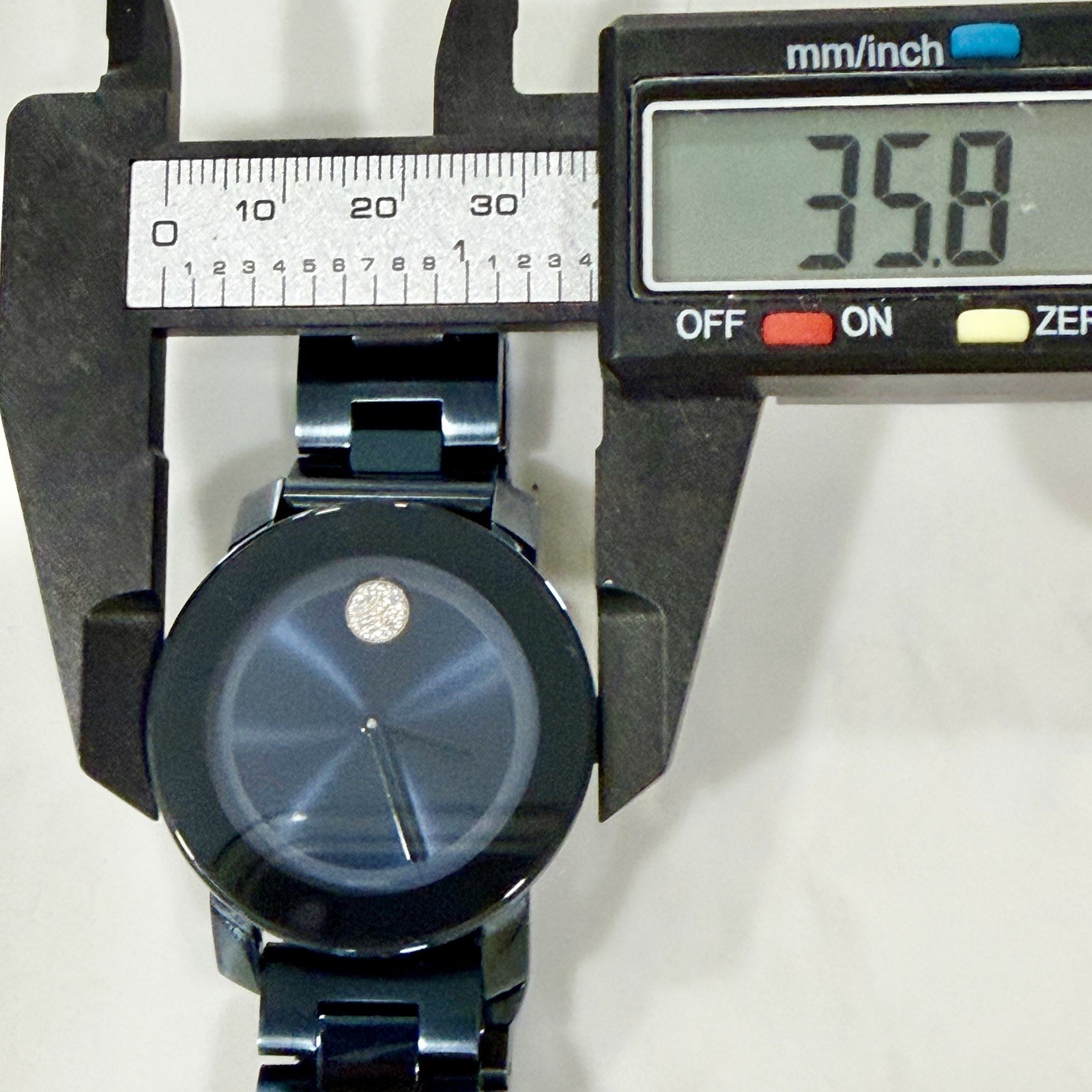 Movado BOLD Dark Blue Ceramic Dark Blue Dial 36mm Watch MB.01.3.14.6037 NEW BATT