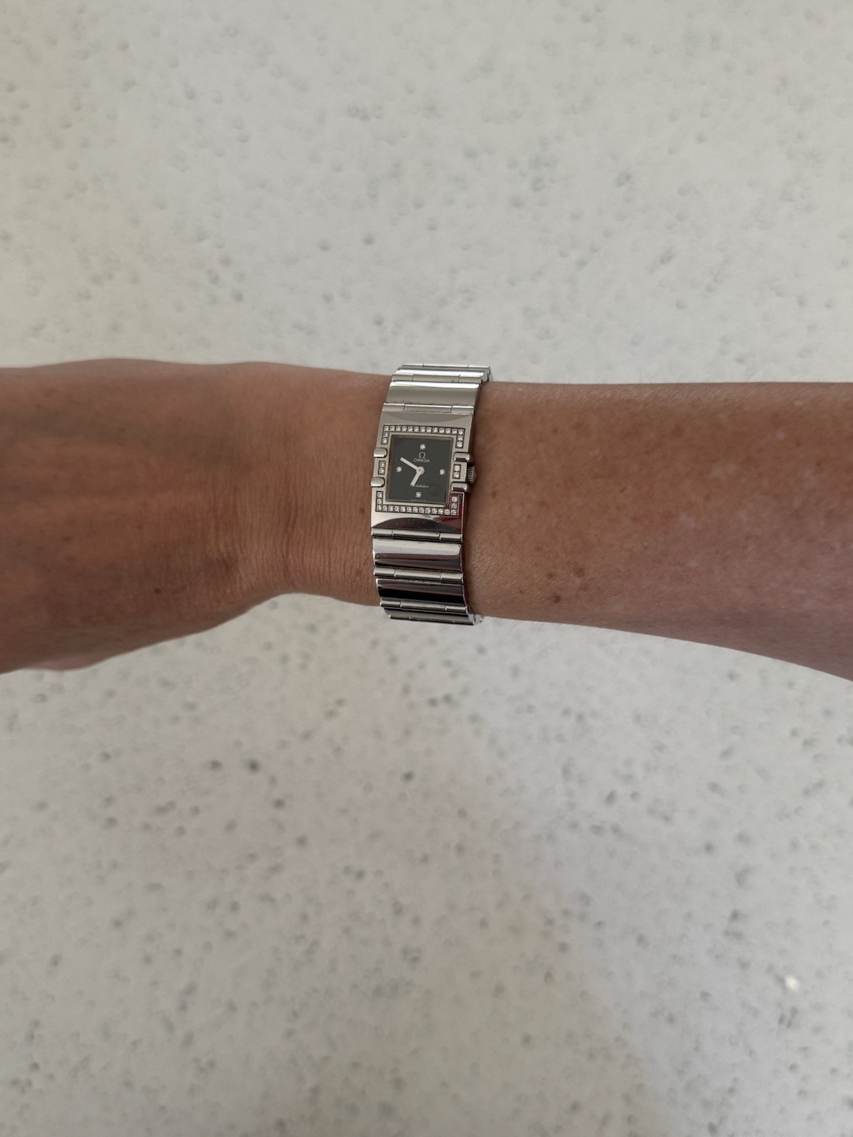 OMEGA Constellation Carre Quadra Diamond Bezel Qz Ladies Watch