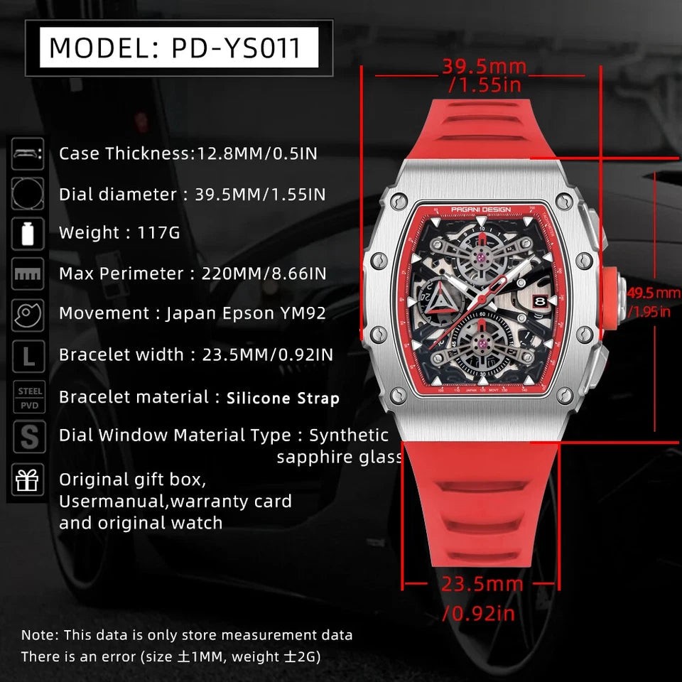 Pagani Design PD-YS011 Blue Chronograph Rubber Automatic Men’s Watch