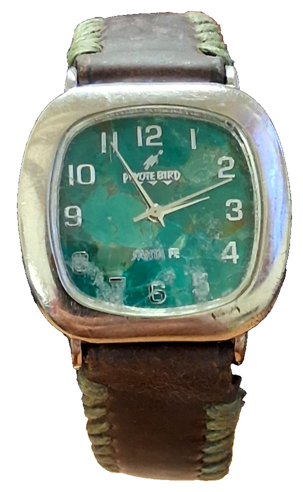 PEYOTE BIRD SANTA FE WRISTWATCH SOUTHWESTERN LOOK TURQUOISE DIAL WATCH BROKEN