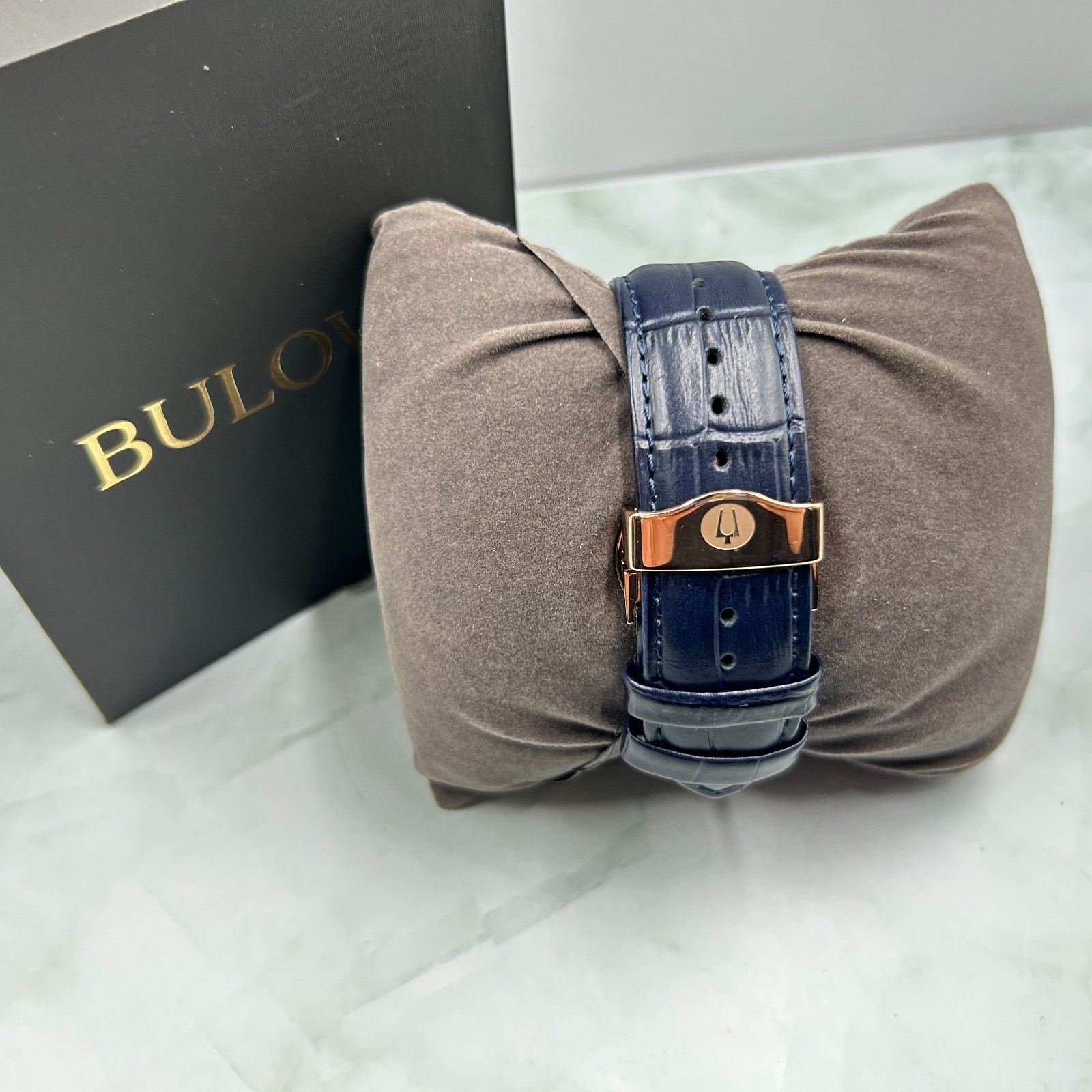 Bulova 97B170 Wilton Blue Classic Chronograph Men’s Quartz Leather Watch 46.5MM