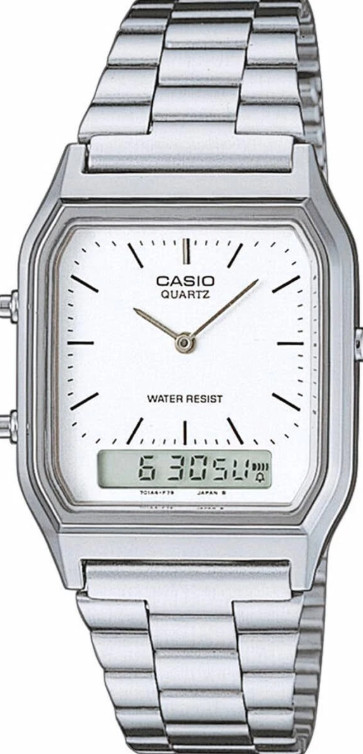 Casio AQ-230A-7DMQ Silver Resin Case with Silver Stainless Steel Band, Unisex…