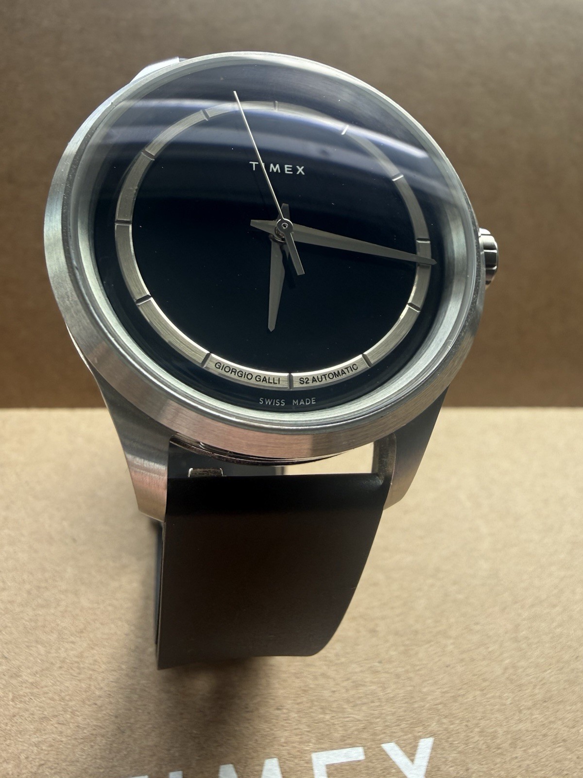 Timex Giorgio Galli S2 Automatic 38mm Titanium Black Dial Rubber Strap 50m