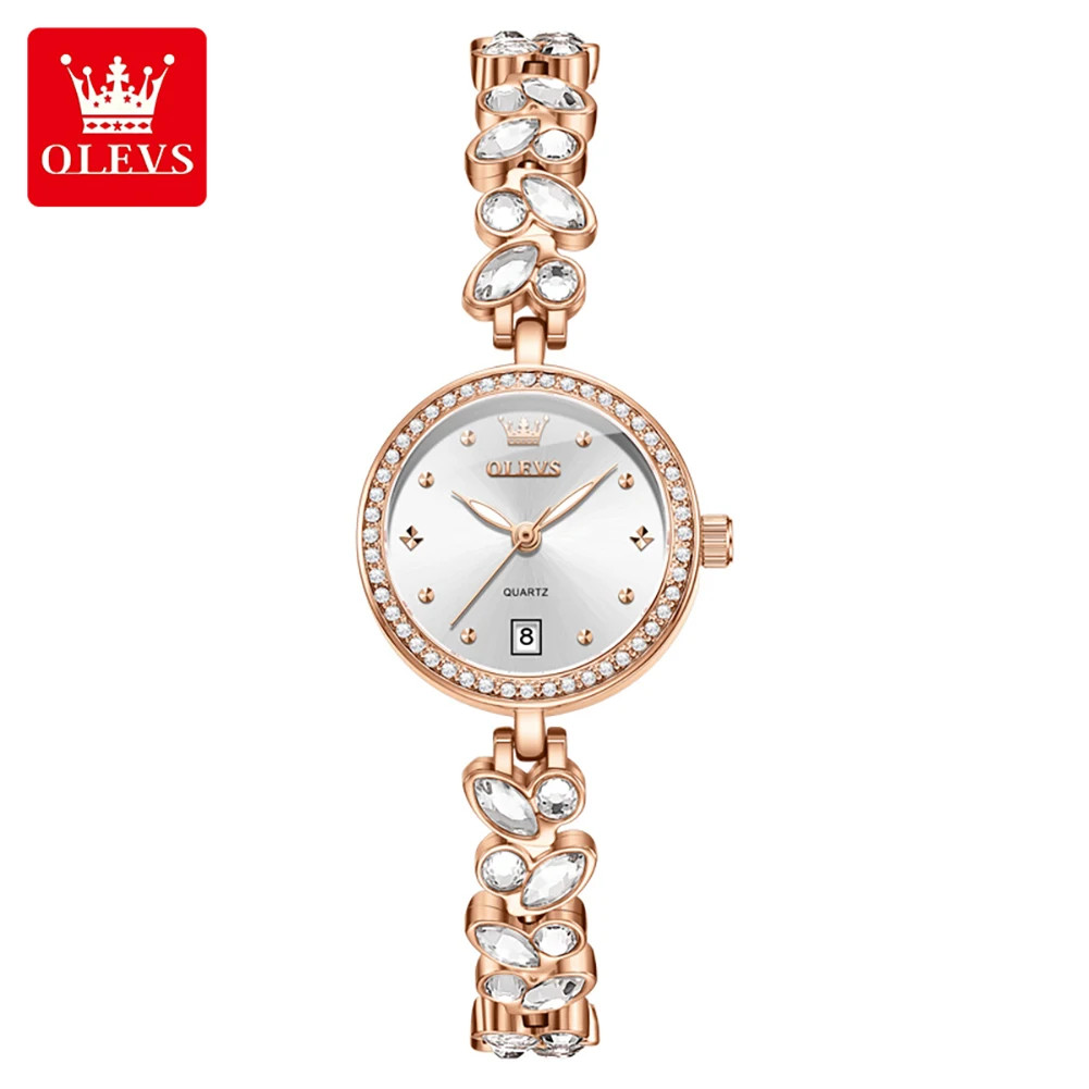 OLEVS Diamond Small Dial Wristwatch Calendar Luminous Quartz Watch for Women