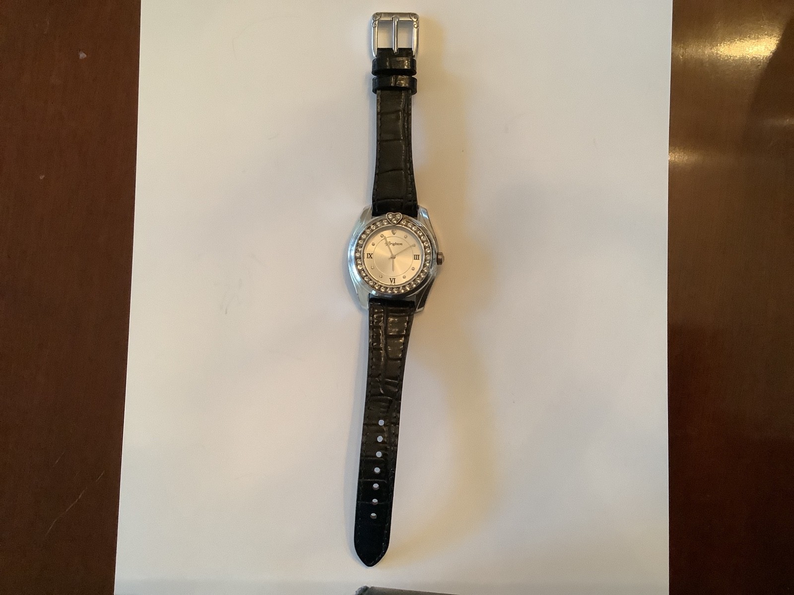 brighton Dana Point watch with swaroski crystal face and leather band