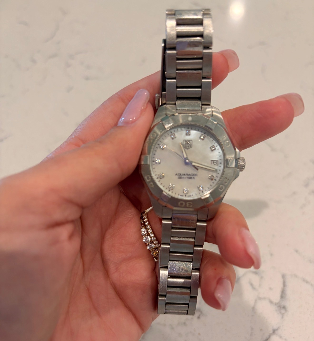 TAG Heuer Aquaracer White Mother of Pearl Women’s Watch – WAF1415.BA0813