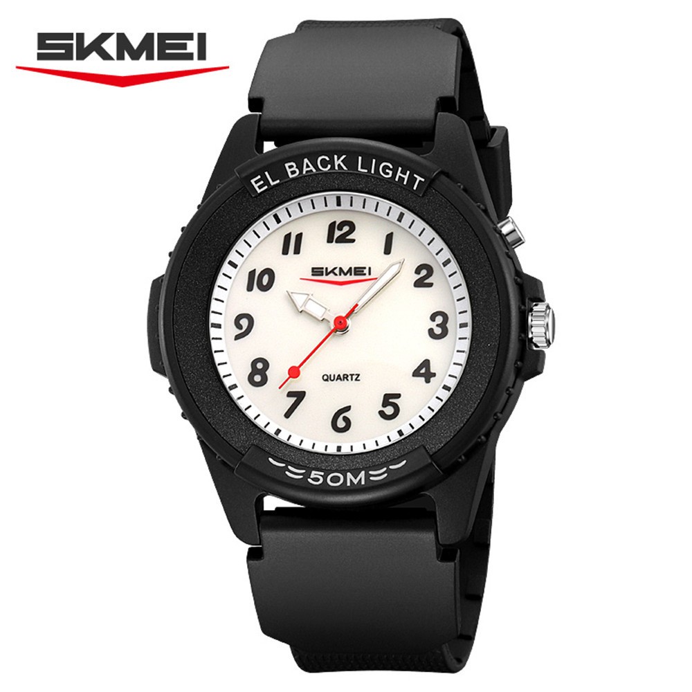 SKMEI Men’s Quartz Sport Watch for Boy Girl Backlight TPU Strap Wristwatch