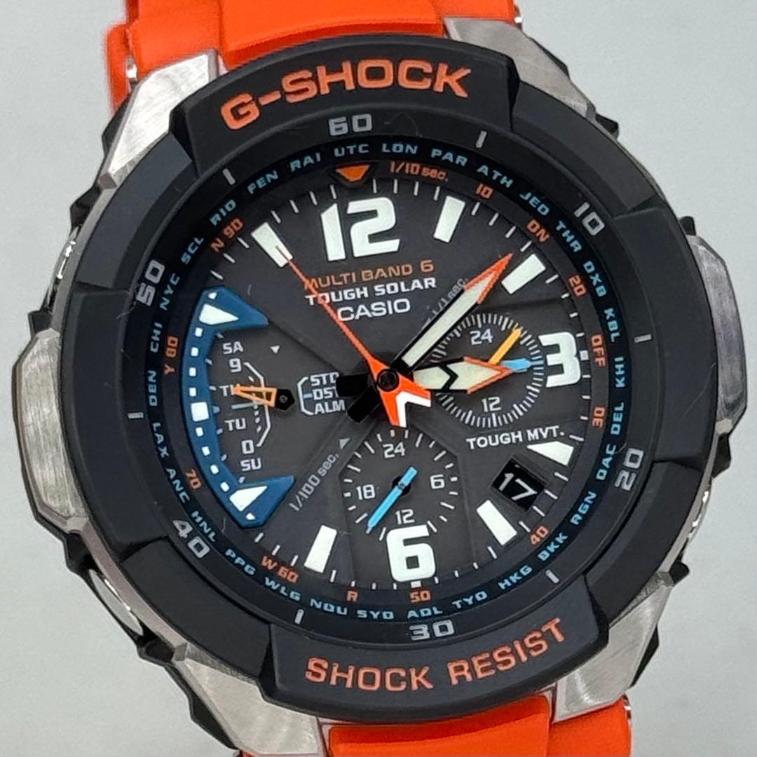 Excellent condition G SHOCK Sky Cockpit Radio Solar GW 3000M Orange