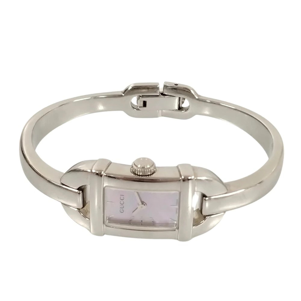 Gucci 6800L shell dial quartz bangle watch ladies wristwatch silver C345 used