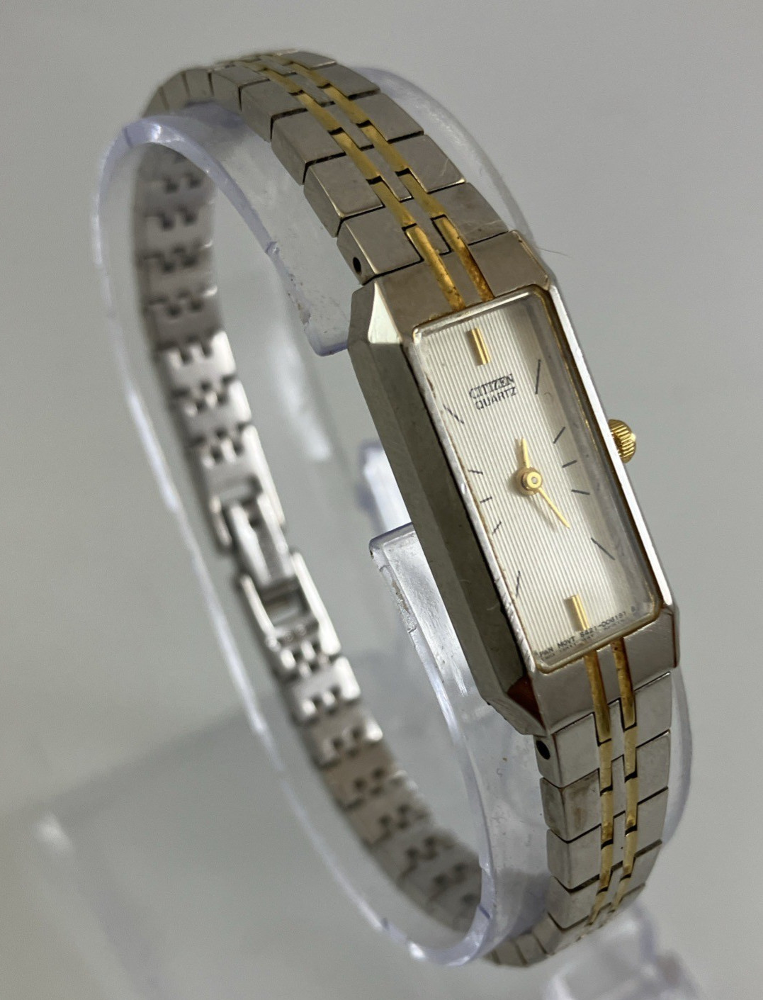 Citizen Tank Watch Womens 13mm Silver Gold Two Tone 5421-S91484 New Battery 7″