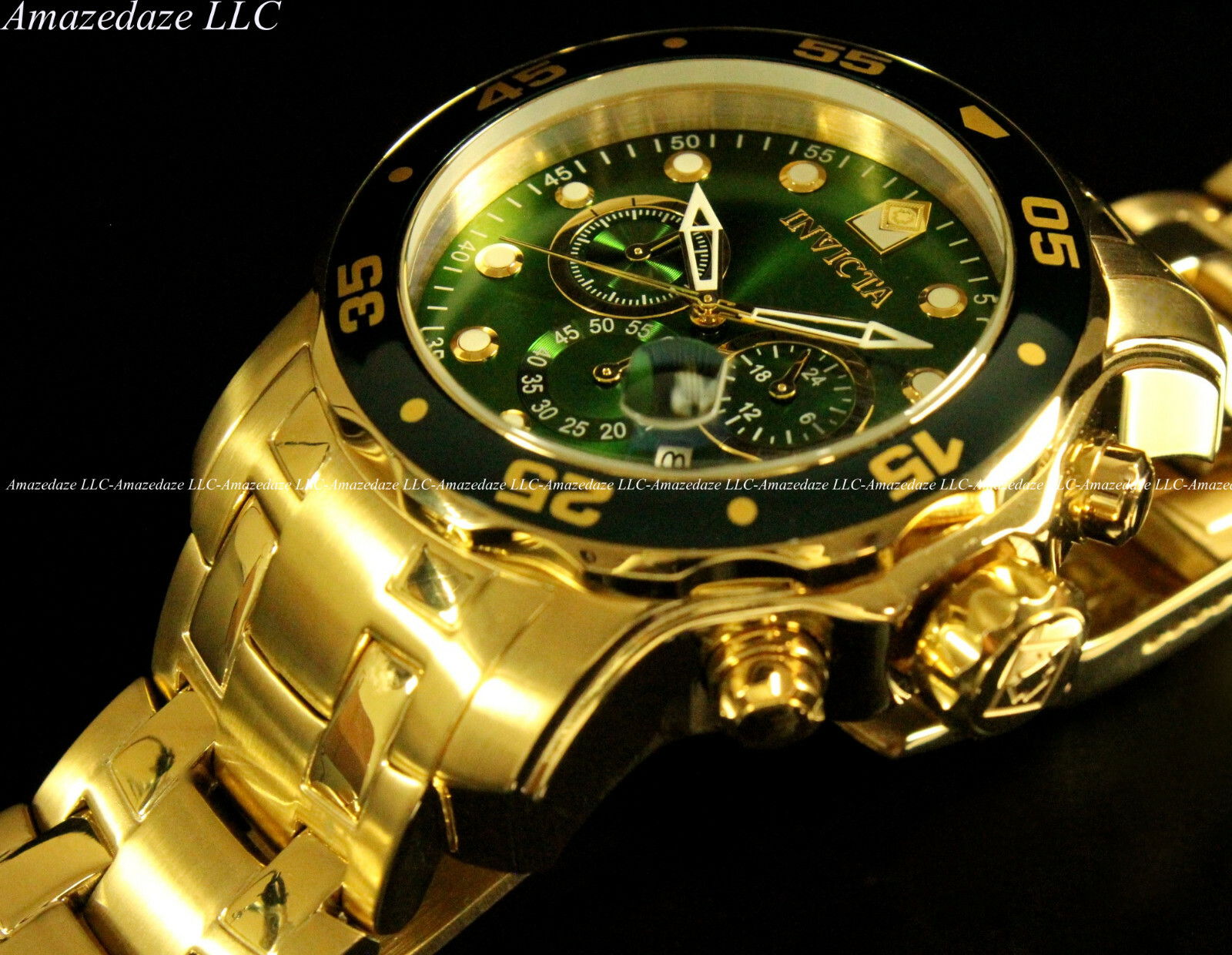 NEW Invicta’s Men Pro Diver Scuba Chronograph Stainless Steel Green Dial Watch