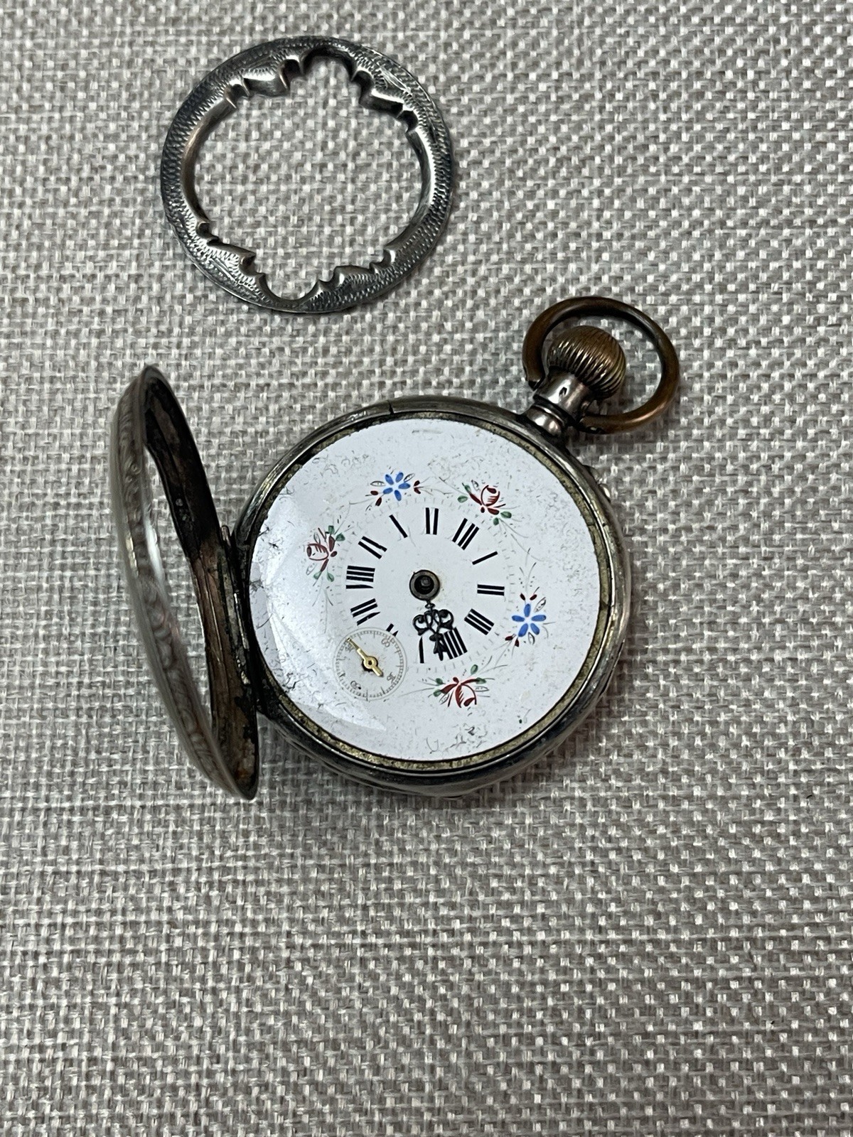 Antique Cylindre 10 Rubis 800 SILVER Pocket Watch ( Parts/Repair )