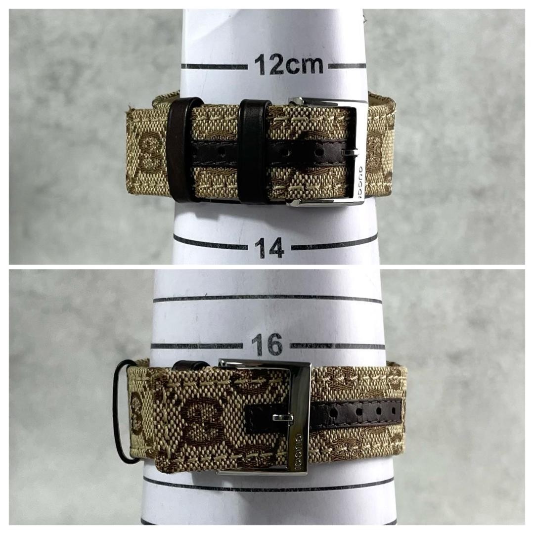 Gucci 104 G-Face Quartz Silver Dial GG Canvas Leather Men’s Unisex Watch Working