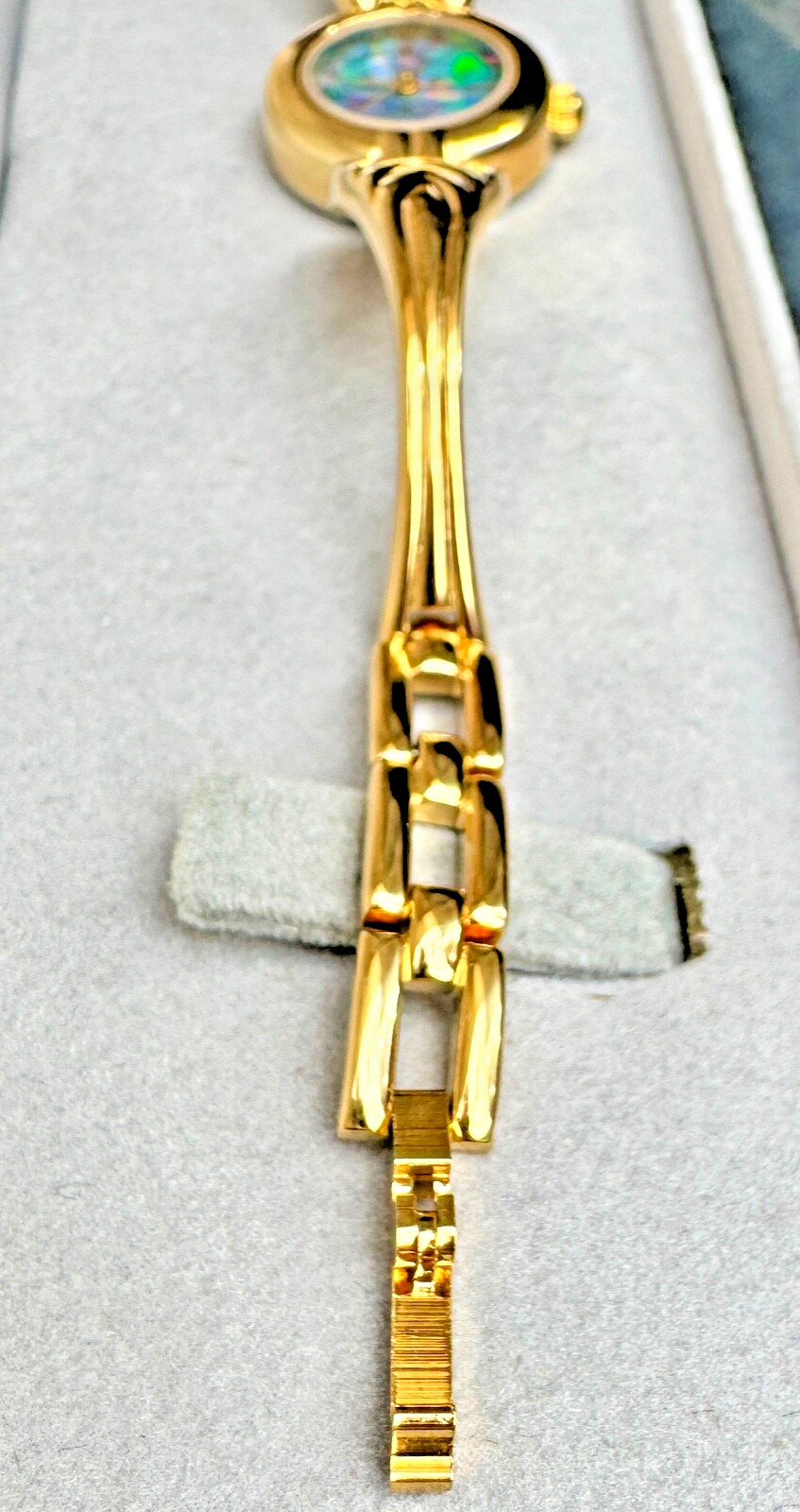 Genuine Opal Dial Watch-Petite size-Gold Plated-Vintage 1990’s-Gift Ready Case
