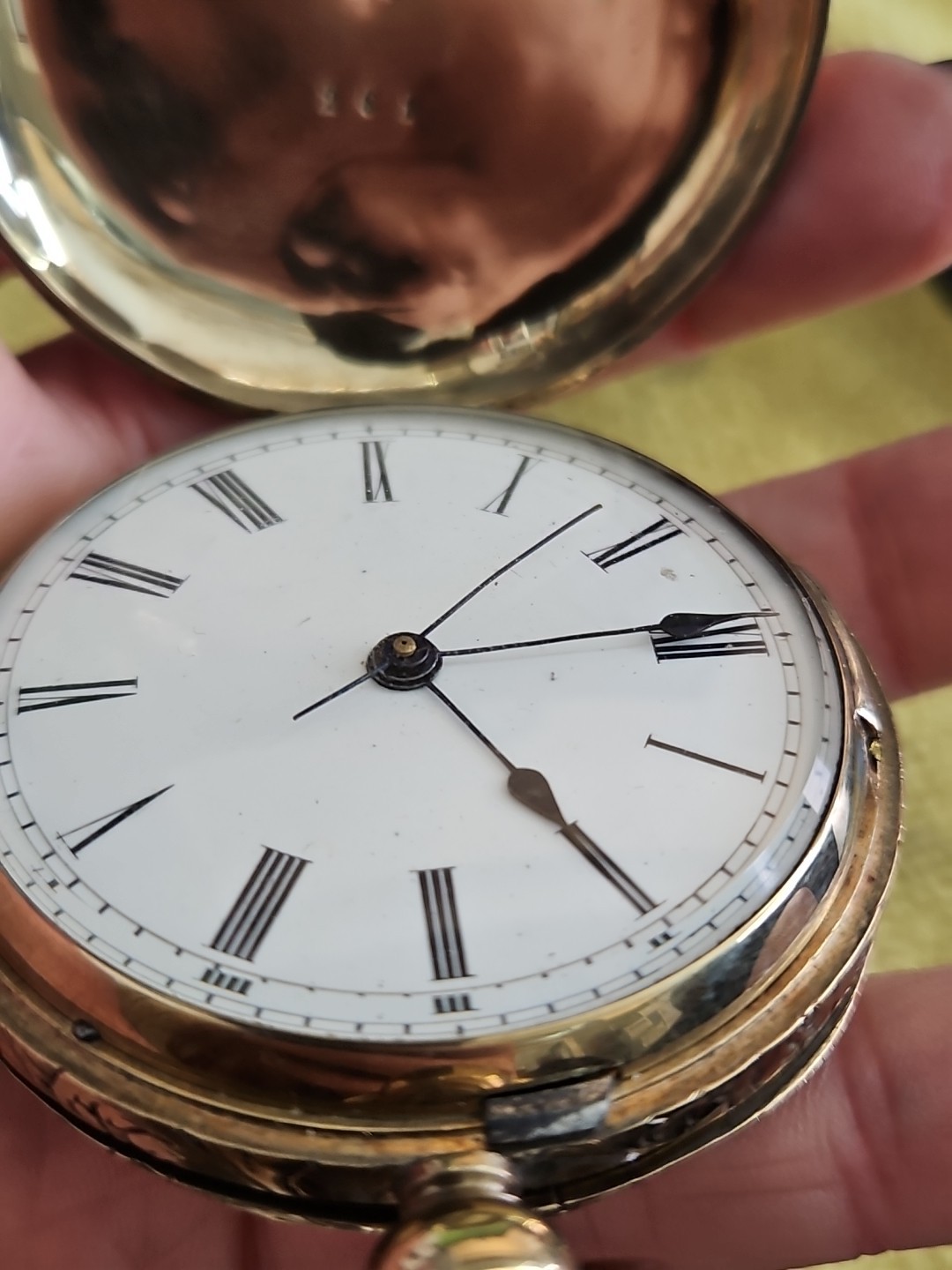 Antique duplex pocket watch movement, For Chineese Emperors, Rare Rolled Gold