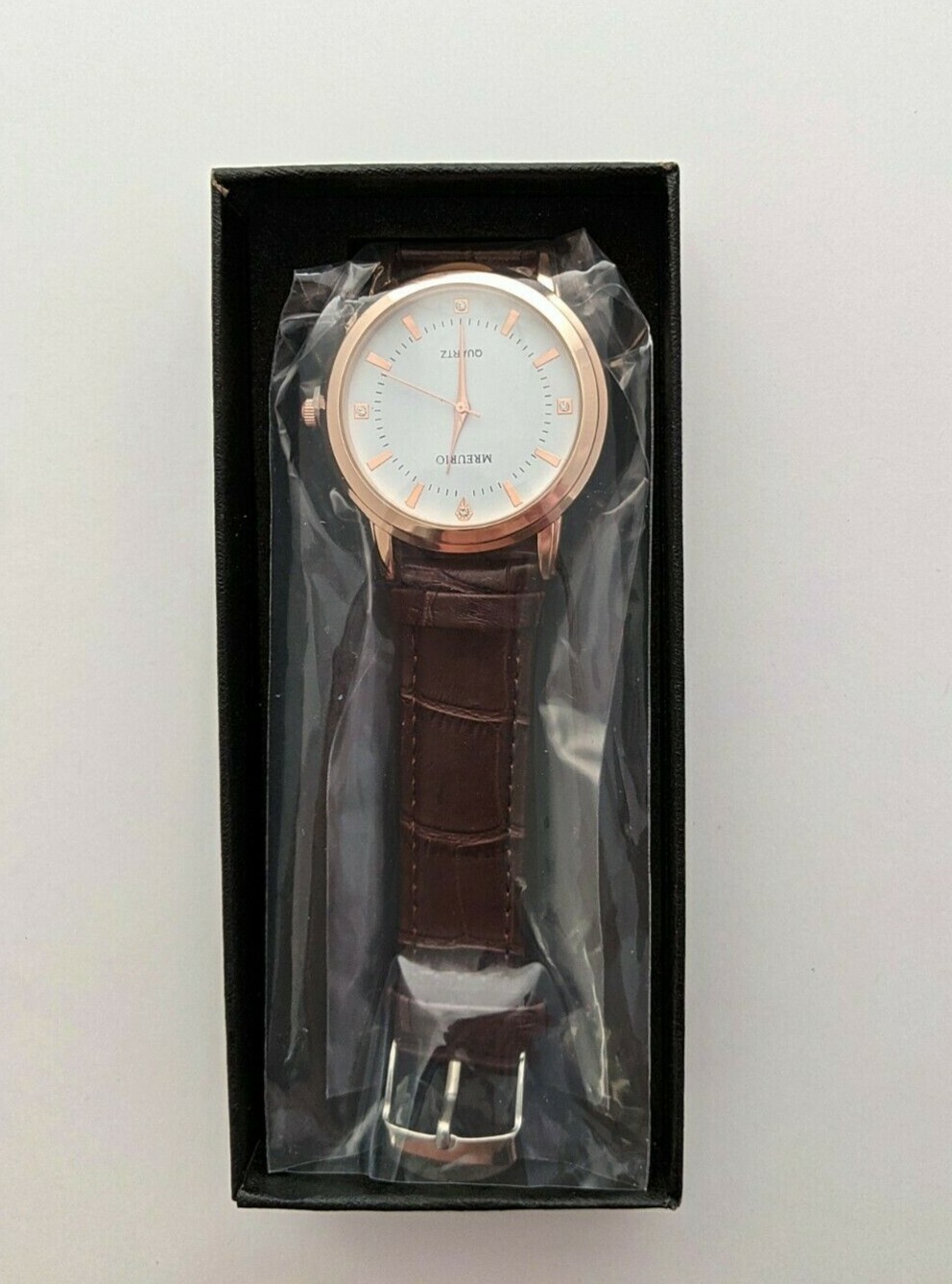 MREURIO Fashion Watch Quartz – Brown Faux Leather Strap – BRAND NEW.